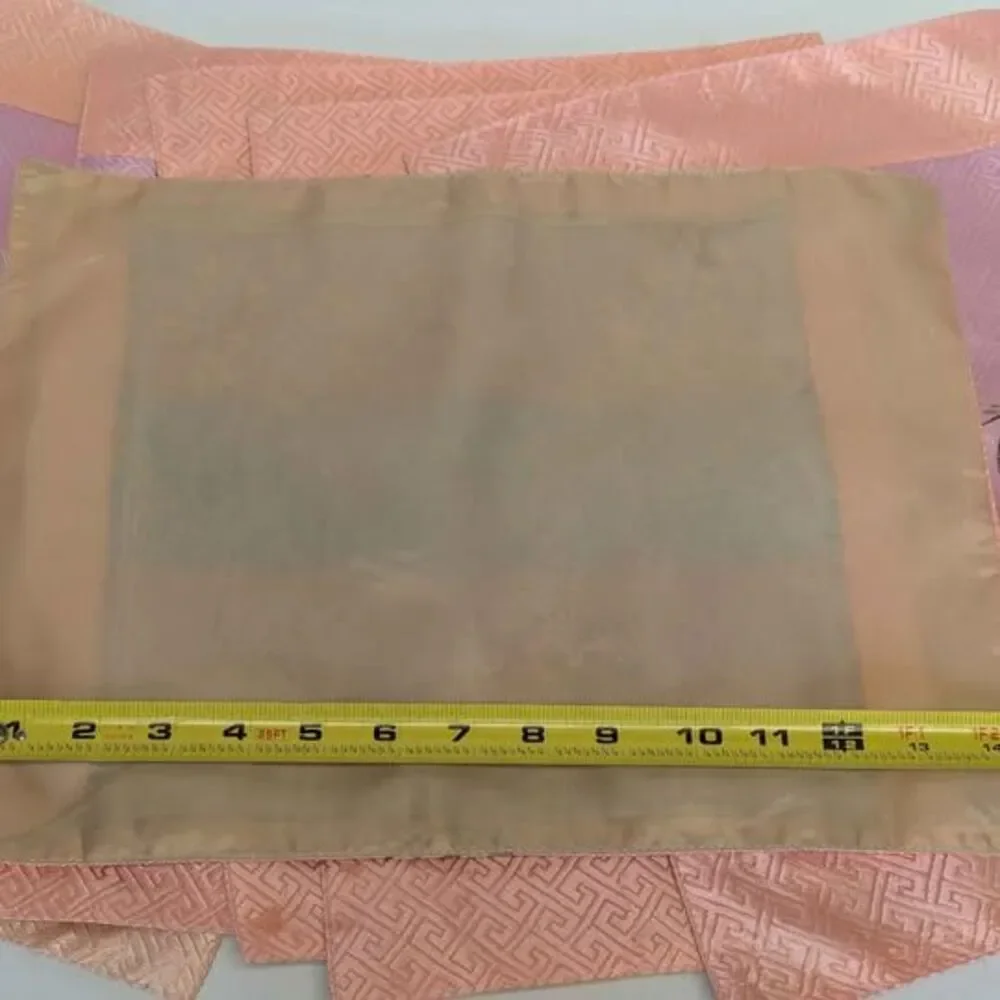 Vintage Set of 6 Pink & Orange Silk Asian-Styled Placemats 14.5x11